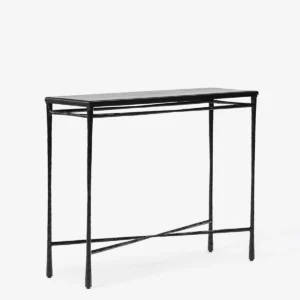 Elias Industrial Hand-Forged Black Metal Console Table with Slim Profile