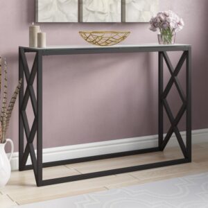 31.5" Industrial Console Table – Modern Geometric Slim Entryway & Sofa Table