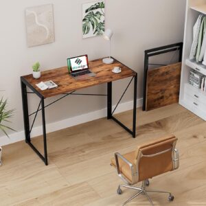 Bedford Industrial Folding Computer Desk – Space-Saving Home Office Workstation with Rustic Oak Finish