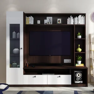 Modern Wall-Mounted TV Unit with Storage & Display Shelves | Contemporary Entertainment Unit