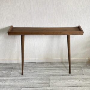 Mid-Century Modern Walnut Entryway Table – Slim Solid Wood Console with Tapered Legs