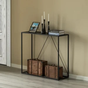 31.5" Industrial Narrow Console Table – Slim Sofa Side Table for Entryway & Hallway (Black)