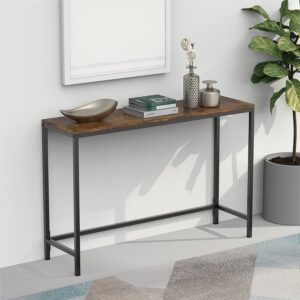 Bedford Industrial Console Table – Slim 40" Hallway Entryway Table with Rustic Oak Finish