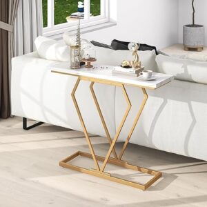 Lyra Modern Geometric Console Table – Luxury White Marble Top with Gold Diamond Base