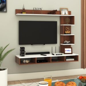 Modern Wall Mounted TV Unit with Storage Shelves
