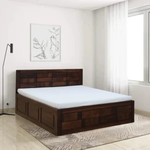 Premium Sheesham Wood King Size Bed with Storage Drawers & Panel Headboard – 208 × 191 cm