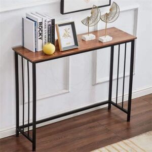 Kensington Industrial Slatted Console Table – Slim 40" Hallway Entryway Table with Rustic Wood Finish