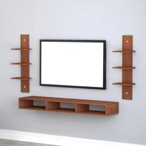 Modern Wall Mounted TV Unit with Side Display Shelves
