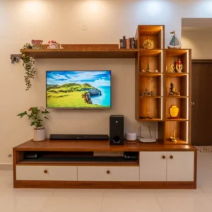 Luxury Wooden TV Unit with Display Shelves & Storage | Modern Entertainment Console