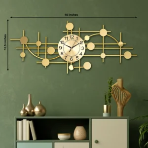 Modern Abstract Golden Metal Wall Clock | Luxury Designer Wall Décor