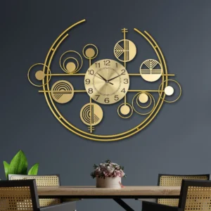 Luxury Abstract Golden Metal Wall Clock | Modern Designer Wall Décor